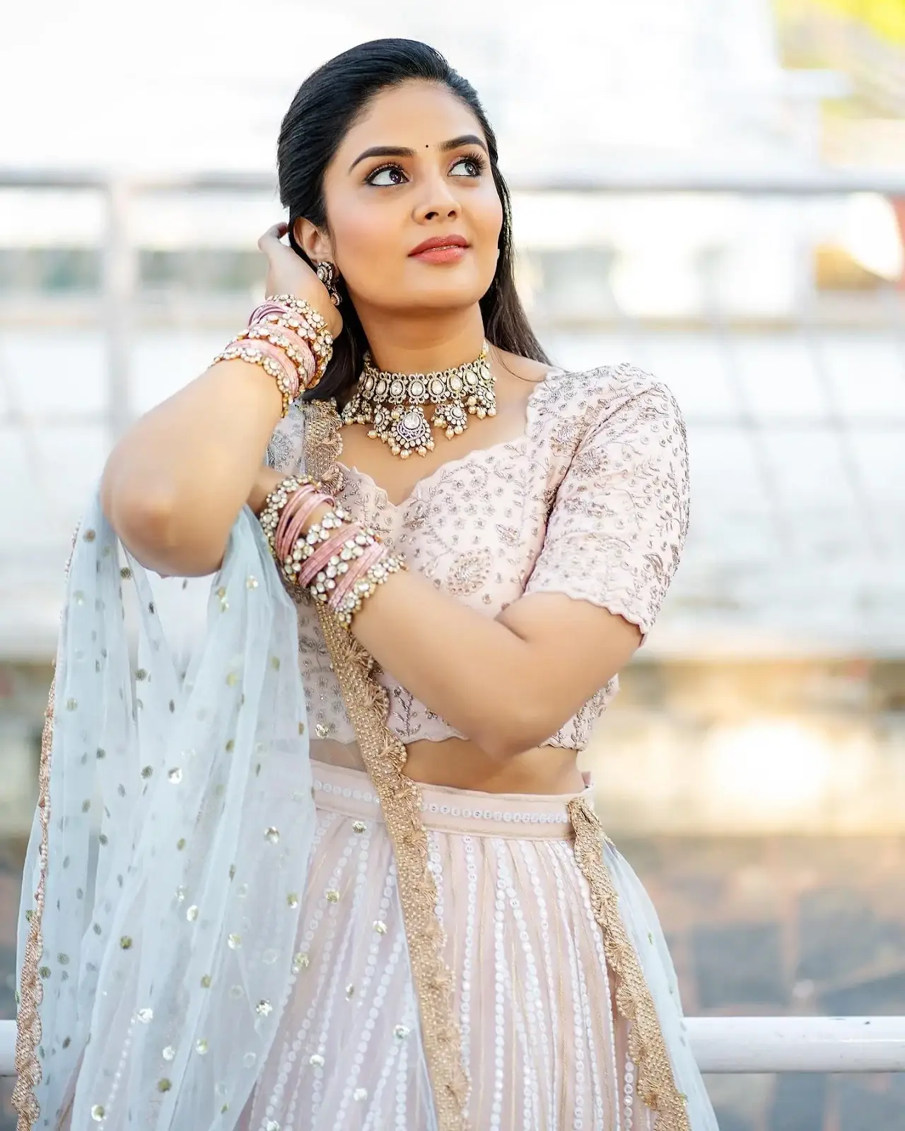 SREEMUKHI IN TRADITIONAL PINK LEHENGA CHOLI 2